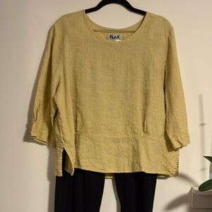 FLAX Linen Oversized Top M Golden Yellow